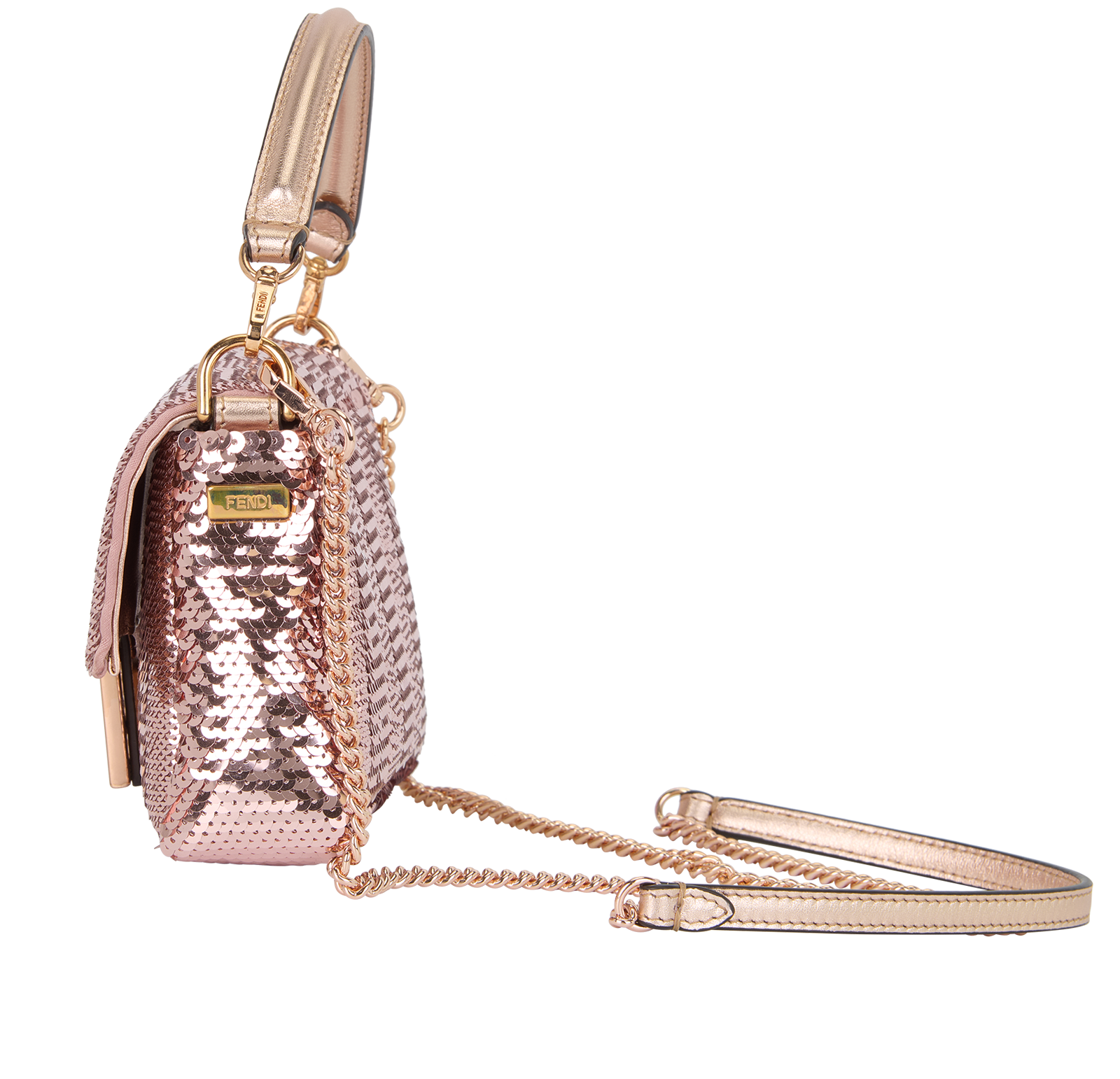 Mini Baguette, &pound;1,100, Handbags, Pink/Rose Gold, Leather/Sequins, Bottom view